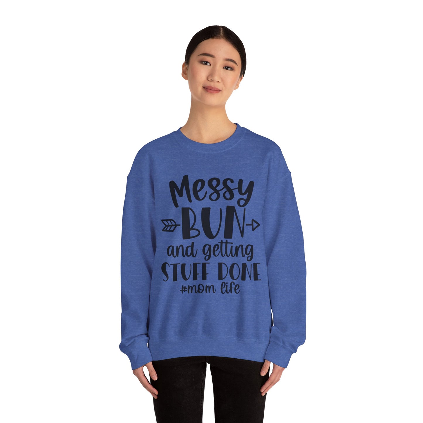 Messy Bun Mom Life Crewneck Sweatshirt - Unisex Heavy Blend™
