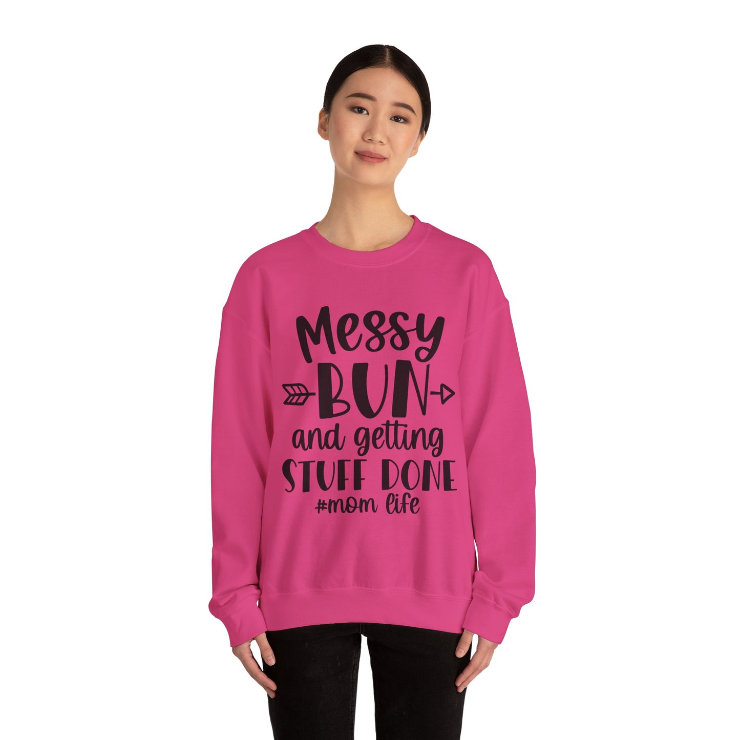 Messy Bun Mom Life Crewneck Sweatshirt - Unisex Heavy Blend™