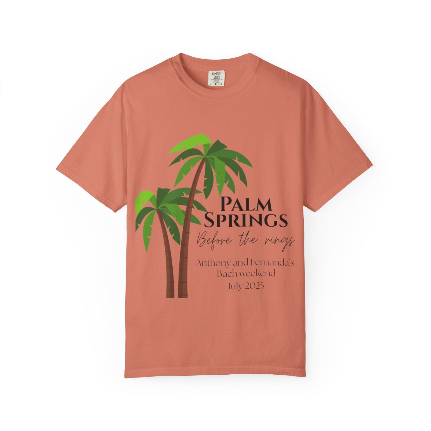 Palm Springs Wedding Unisex T-Shirt, Tropical Vacation Tee, Custom Graphic Shirt, Resort Wear, Summer Celebration Top