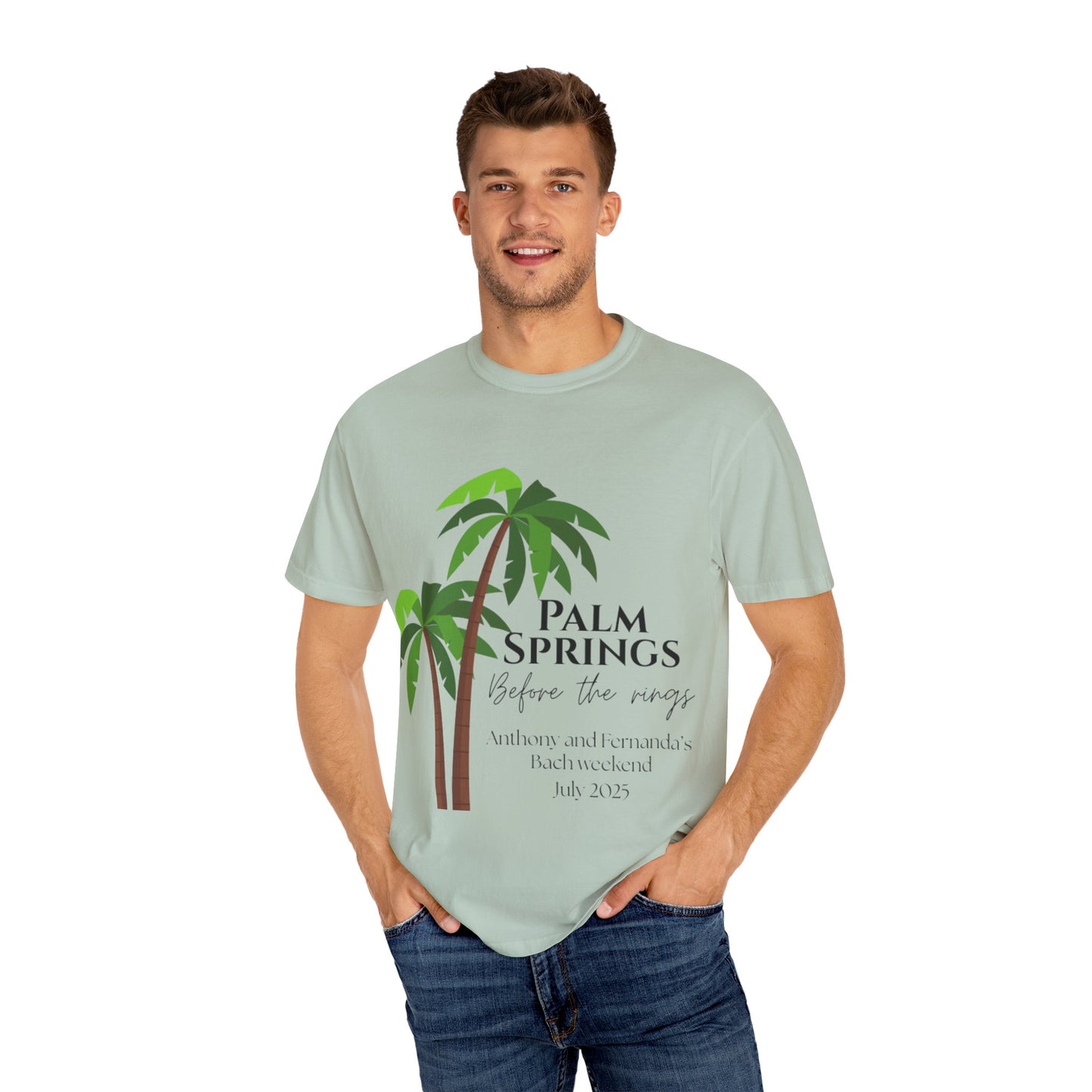 Palm Springs Wedding Unisex T-Shirt, Tropical Vacation Tee, Custom Graphic Shirt, Resort Wear, Summer Celebration Top