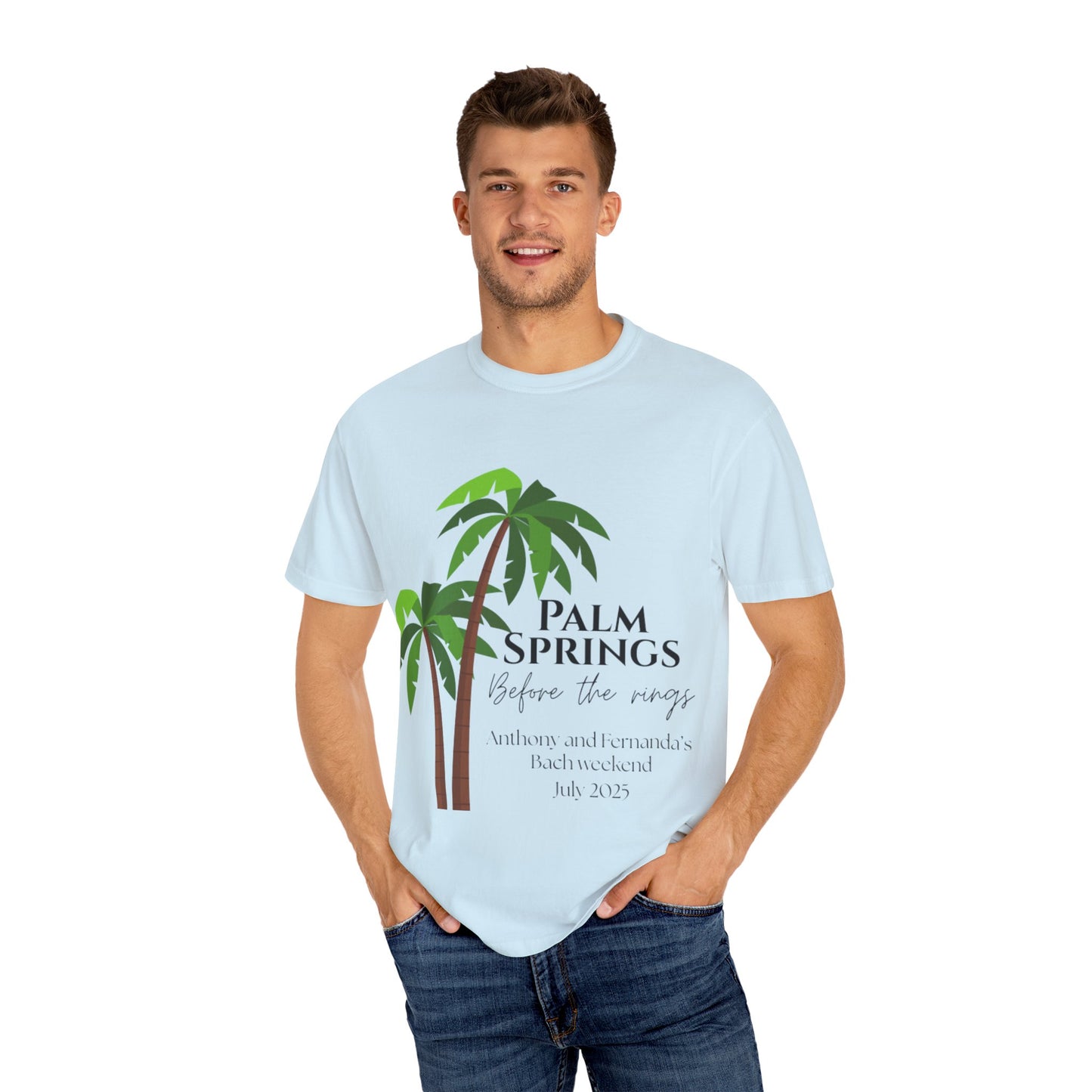 Palm Springs Wedding Unisex T-Shirt, Tropical Vacation Tee, Custom Graphic Shirt, Resort Wear, Summer Celebration Top