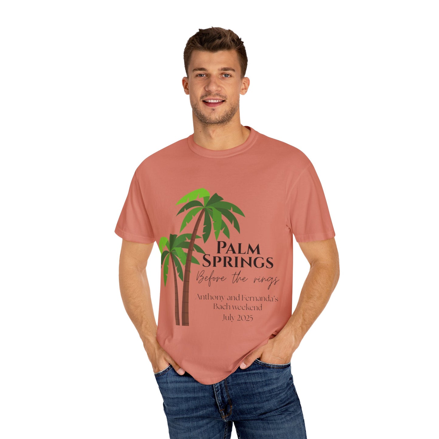 Palm Springs Wedding Unisex T-Shirt, Tropical Vacation Tee, Custom Graphic Shirt, Resort Wear, Summer Celebration Top