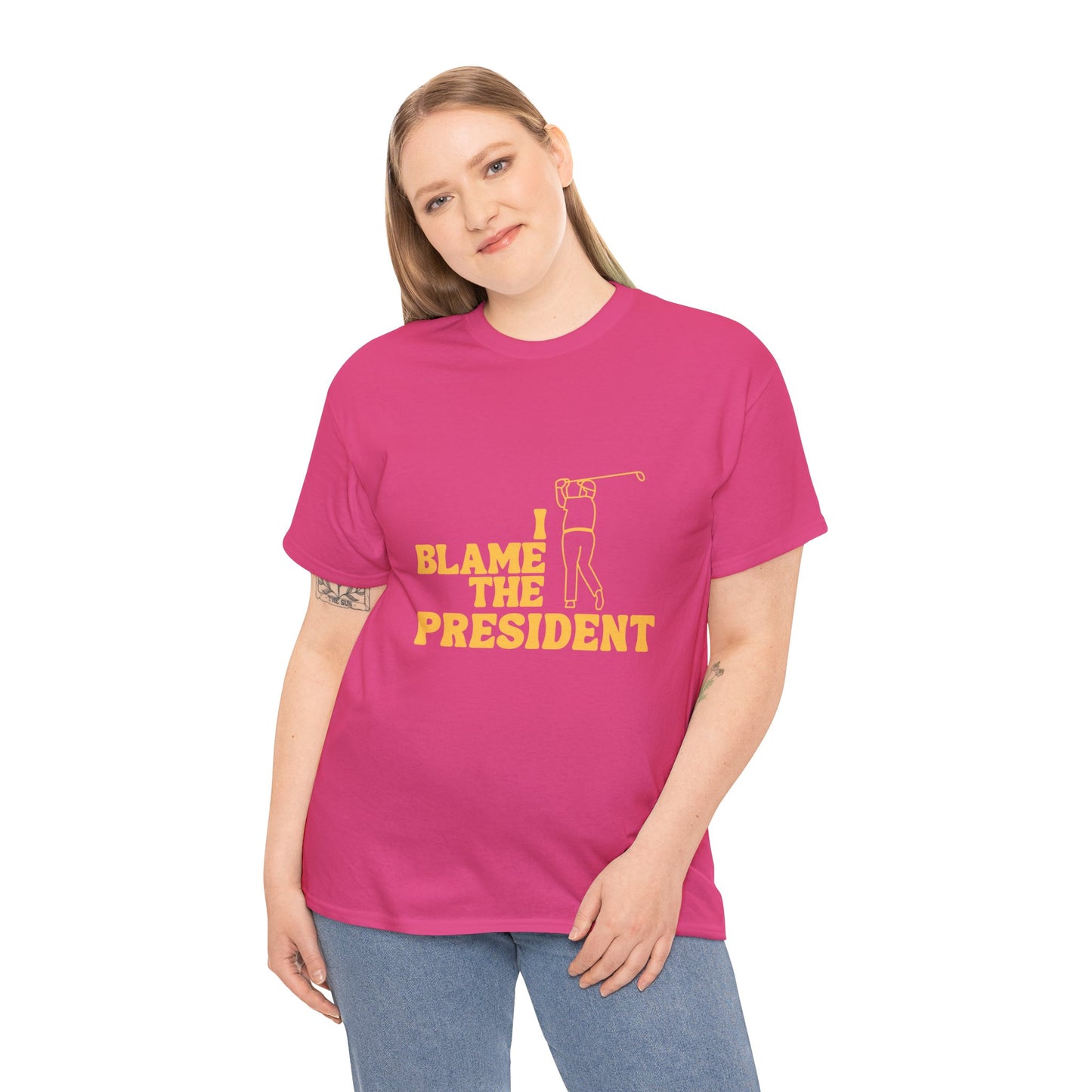 Unisex Heavy Cotton Tee - 'I Blame The President' Graphic T-shirt