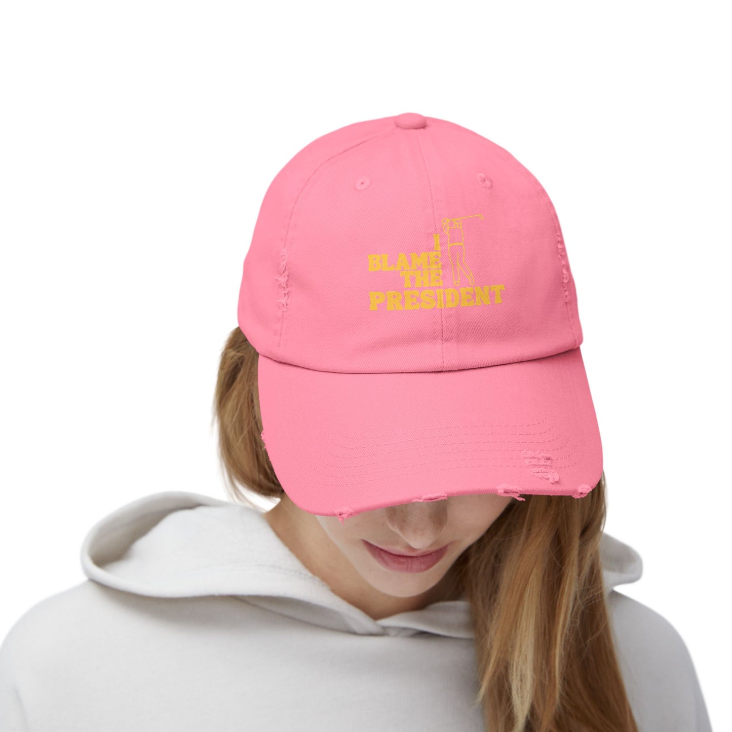 Unisex Distressed Cap - I Blame The President Golf Hat