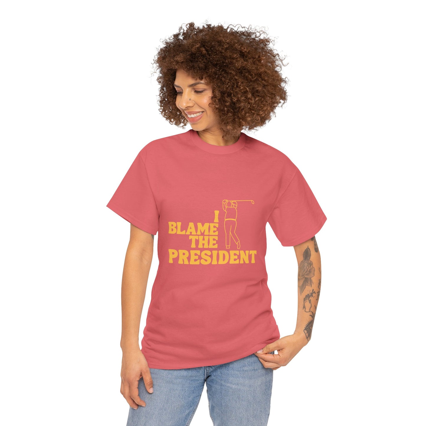 Unisex Heavy Cotton Tee - 'I Blame The President' Graphic T-shirt