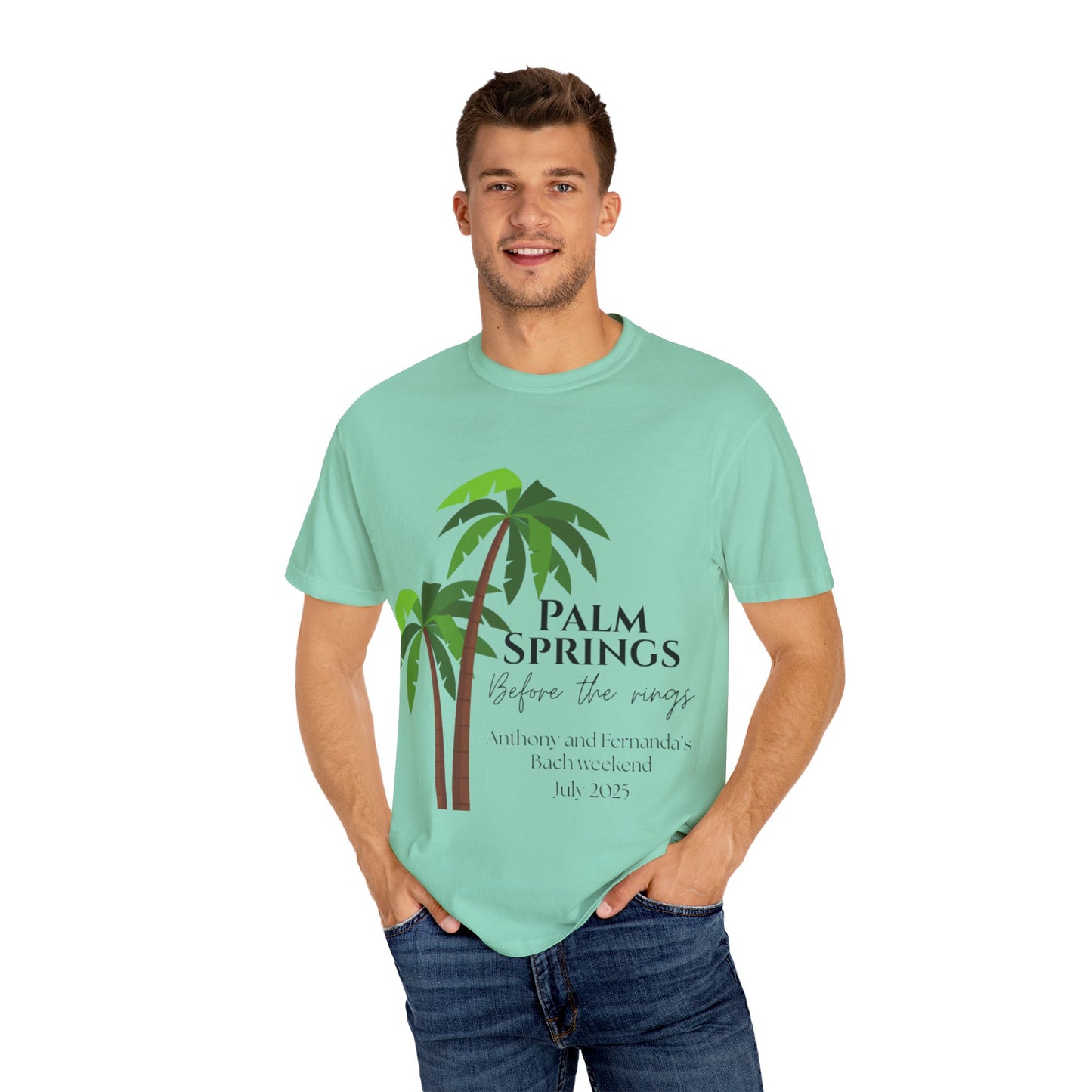 Palm Springs Wedding Unisex T-Shirt, Tropical Vacation Tee, Custom Graphic Shirt, Resort Wear, Summer Celebration Top