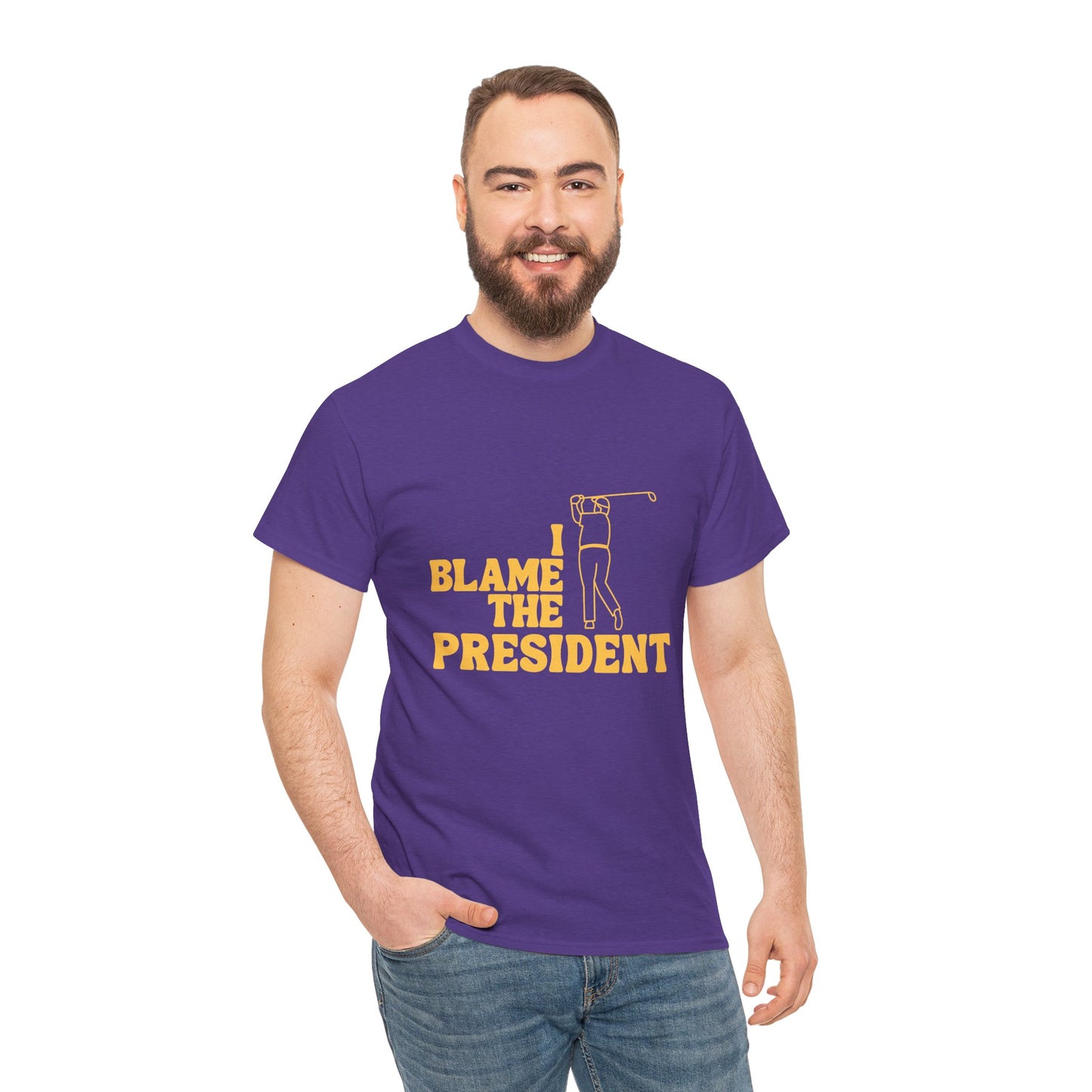 Unisex Heavy Cotton Tee - 'I Blame The President' Graphic T-shirt