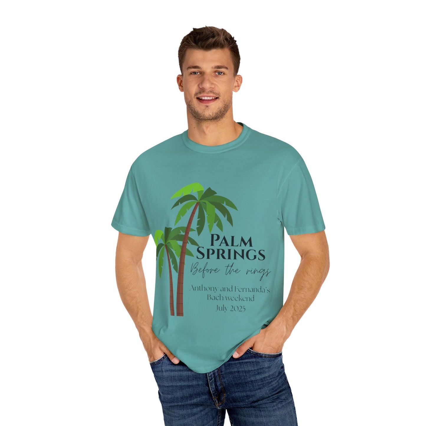 Palm Springs Wedding Unisex T-Shirt, Tropical Vacation Tee, Custom Graphic Shirt, Resort Wear, Summer Celebration Top