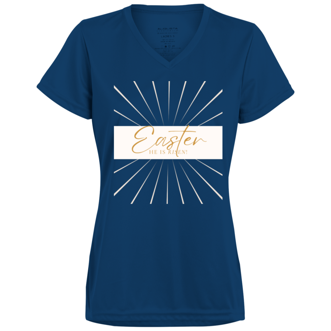 Easter He is Risen Ladies’ Moisture-Wicking V-Neck Tee