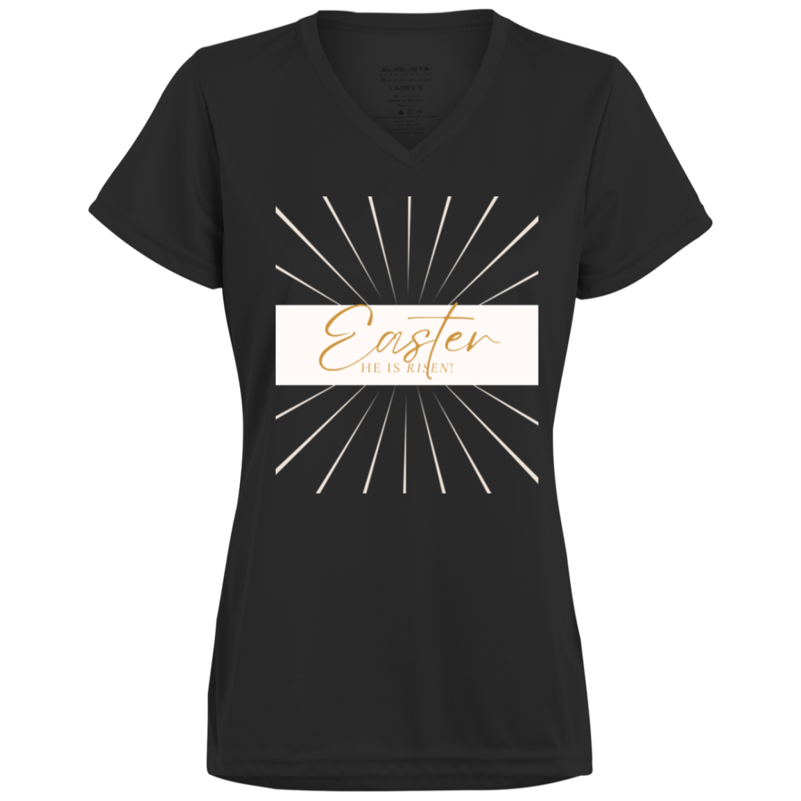 Easter He is Risen Ladies’ Moisture-Wicking V-Neck Tee