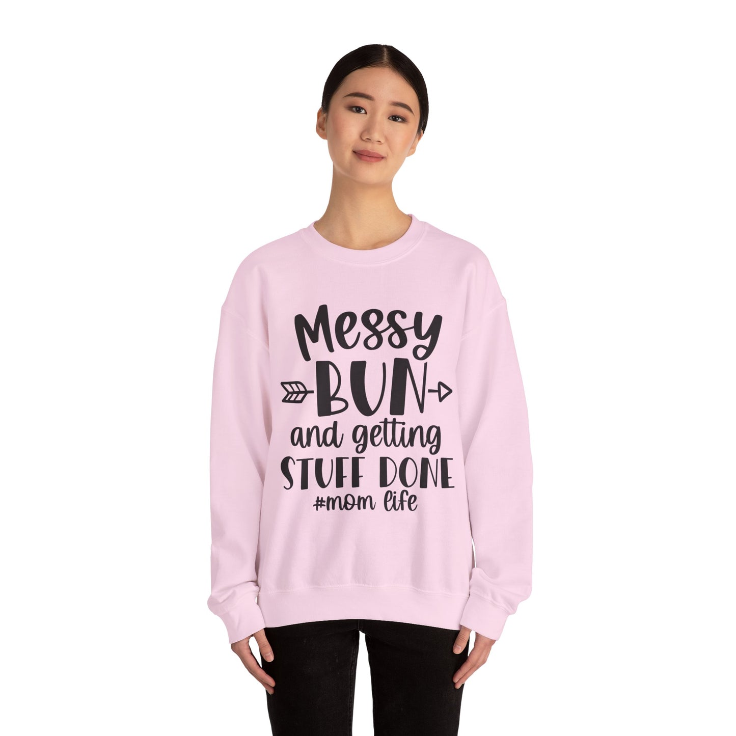 Messy Bun Mom Life Crewneck Sweatshirt - Unisex Heavy Blend™