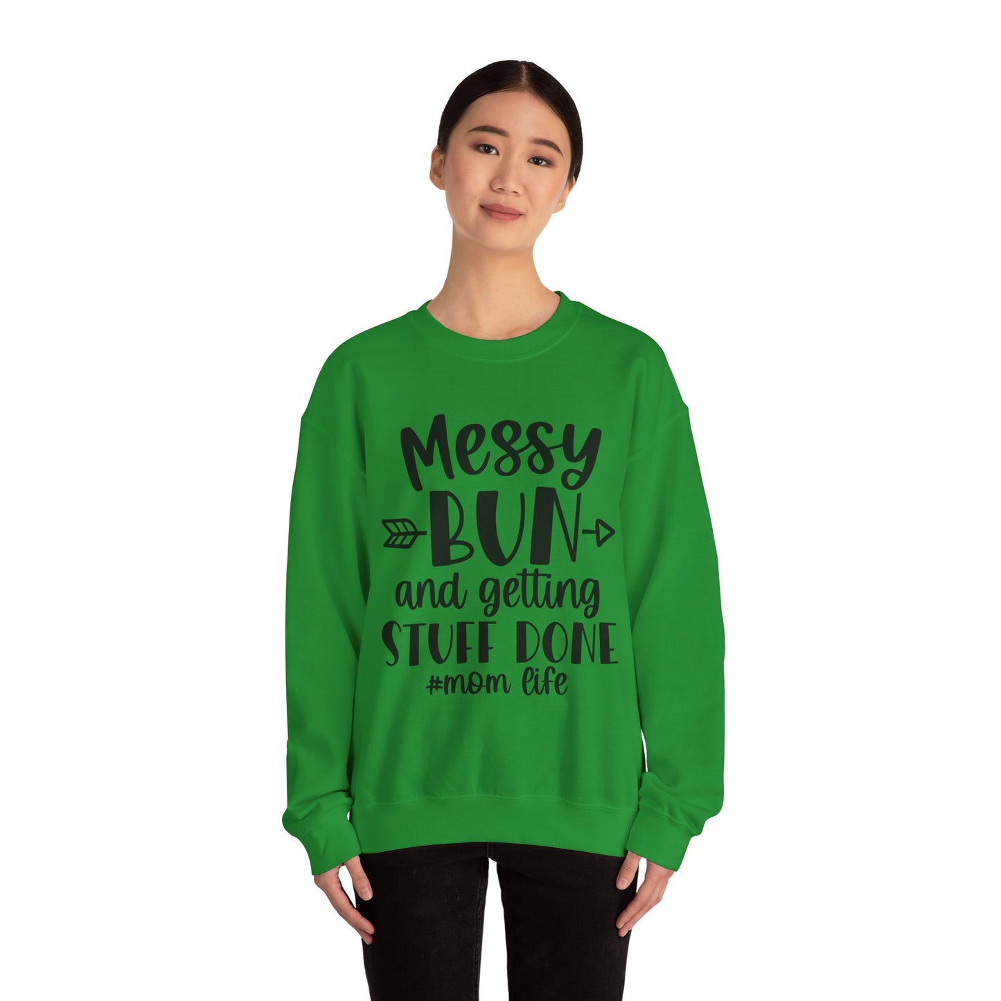 Messy Bun Mom Life Crewneck Sweatshirt - Unisex Heavy Blend™