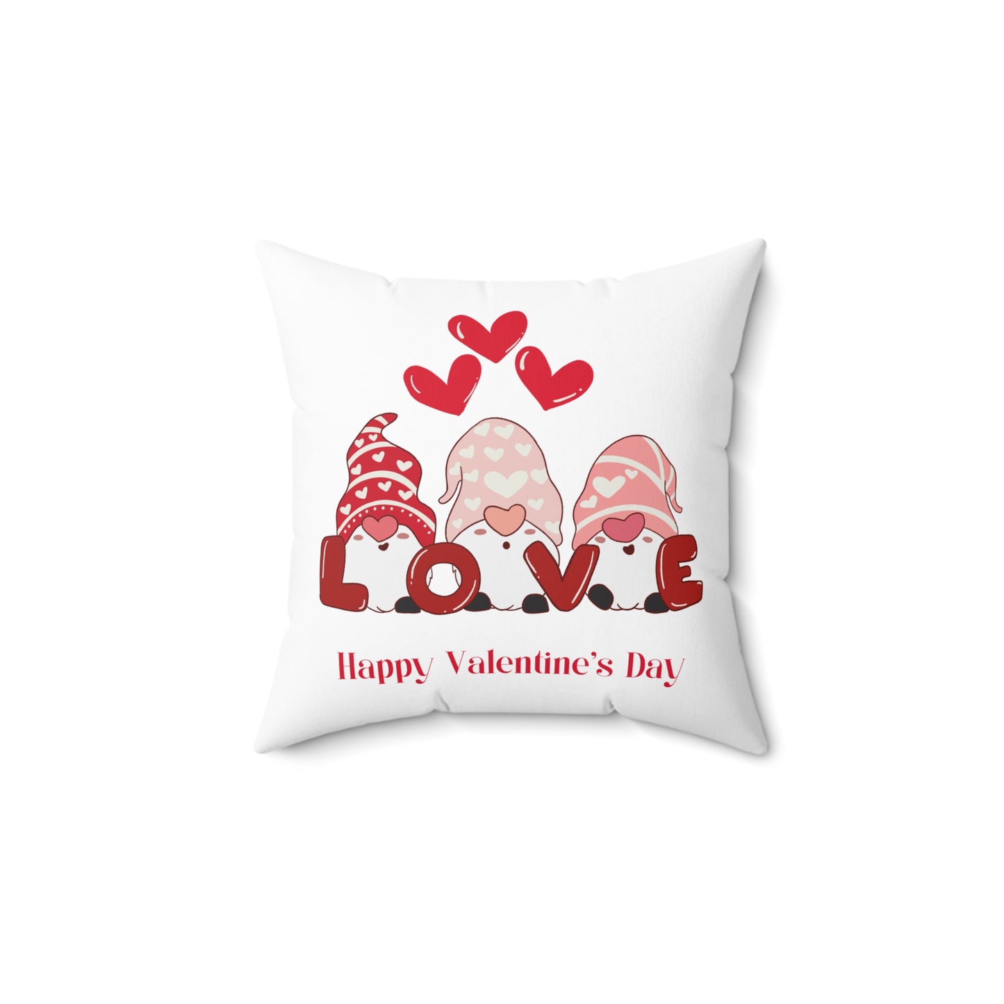Valentine's Gnome Love Pillow — 'Happy Valentine's Day' Decorative Throw Pillow