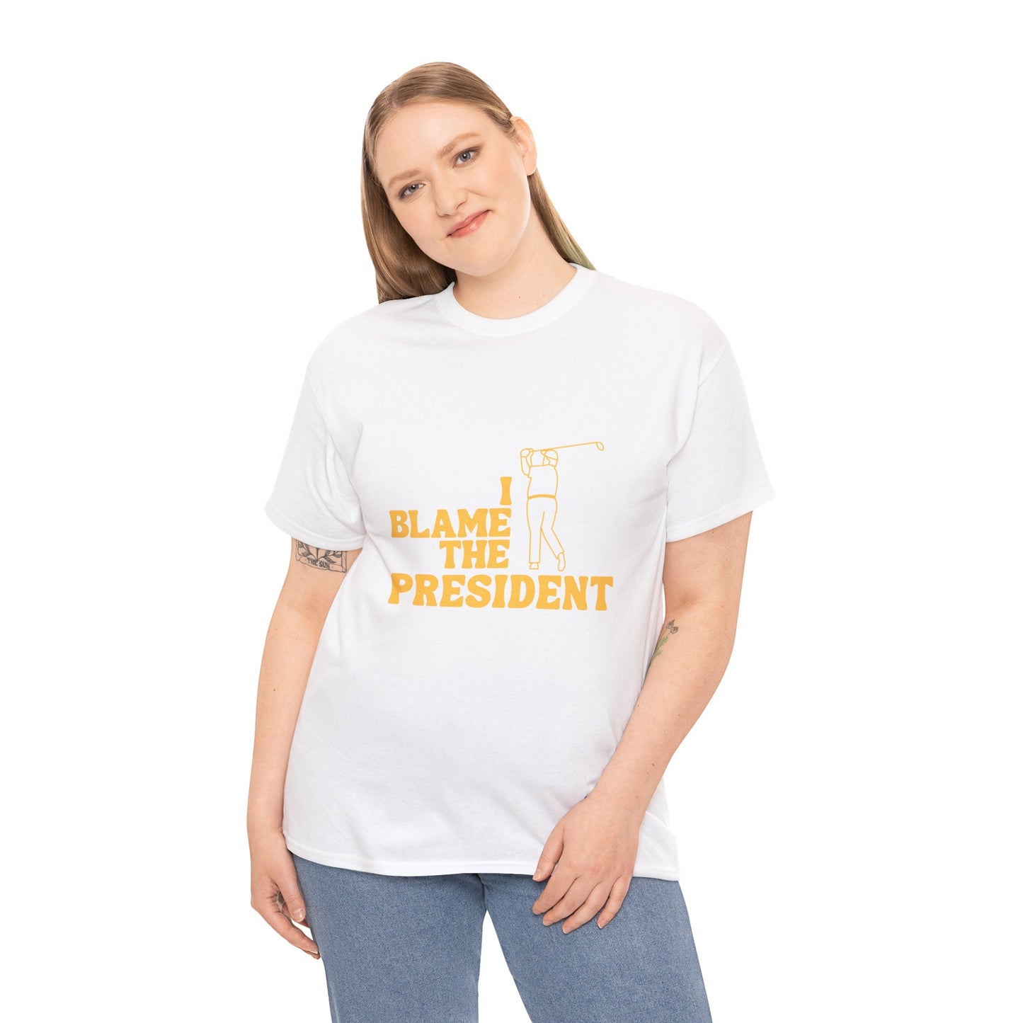 Unisex Heavy Cotton Tee - 'I Blame The President' Graphic T-shirt