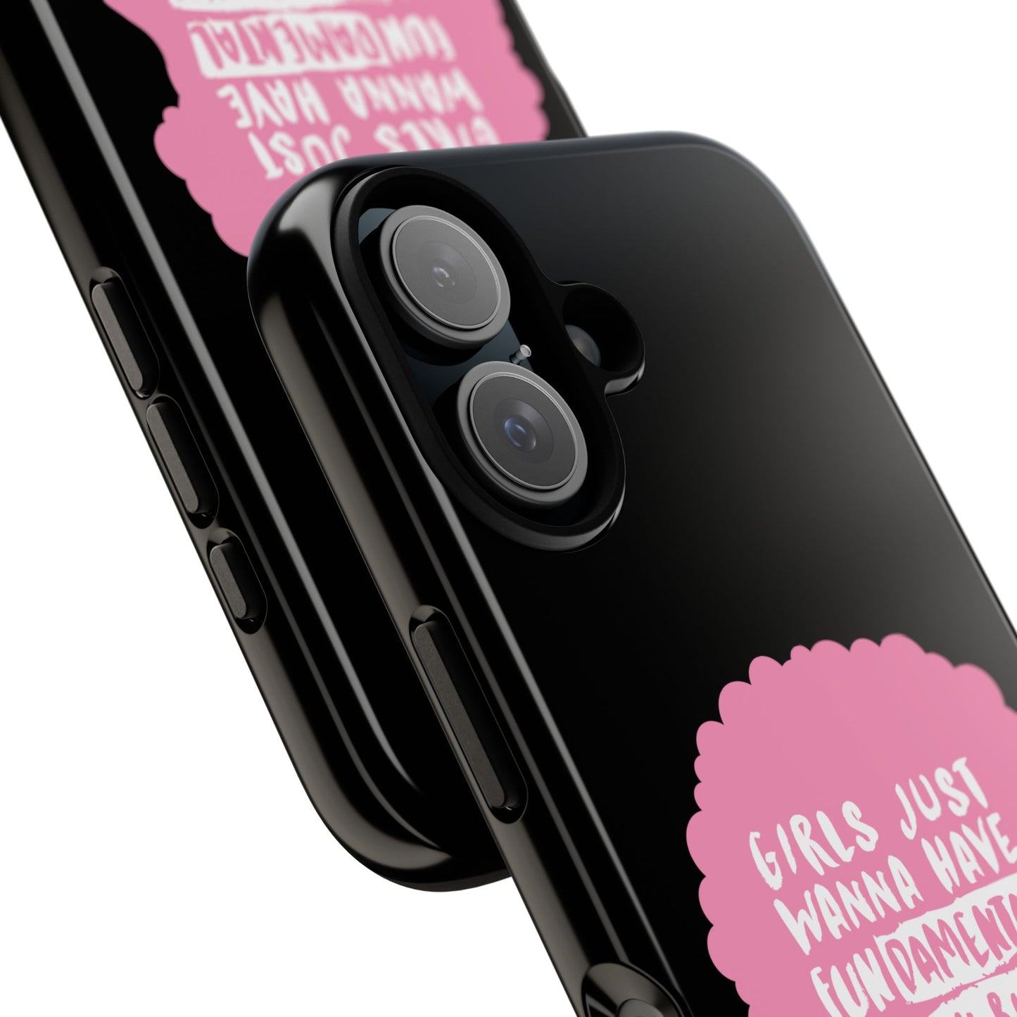 Phone Case — “Girls Just Wanna Have Fundamental Human Rights” Pink Silhouette Feminist Protective Cover
