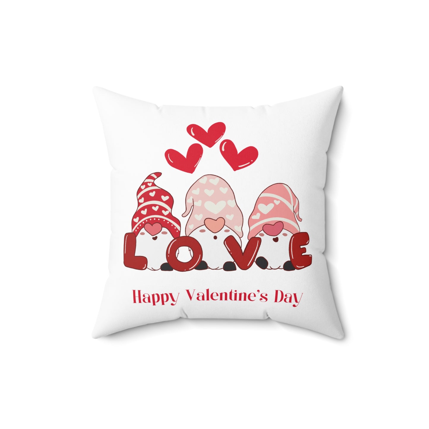 Valentine's Gnome Love Pillow — 'Happy Valentine's Day' Decorative Throw Pillow
