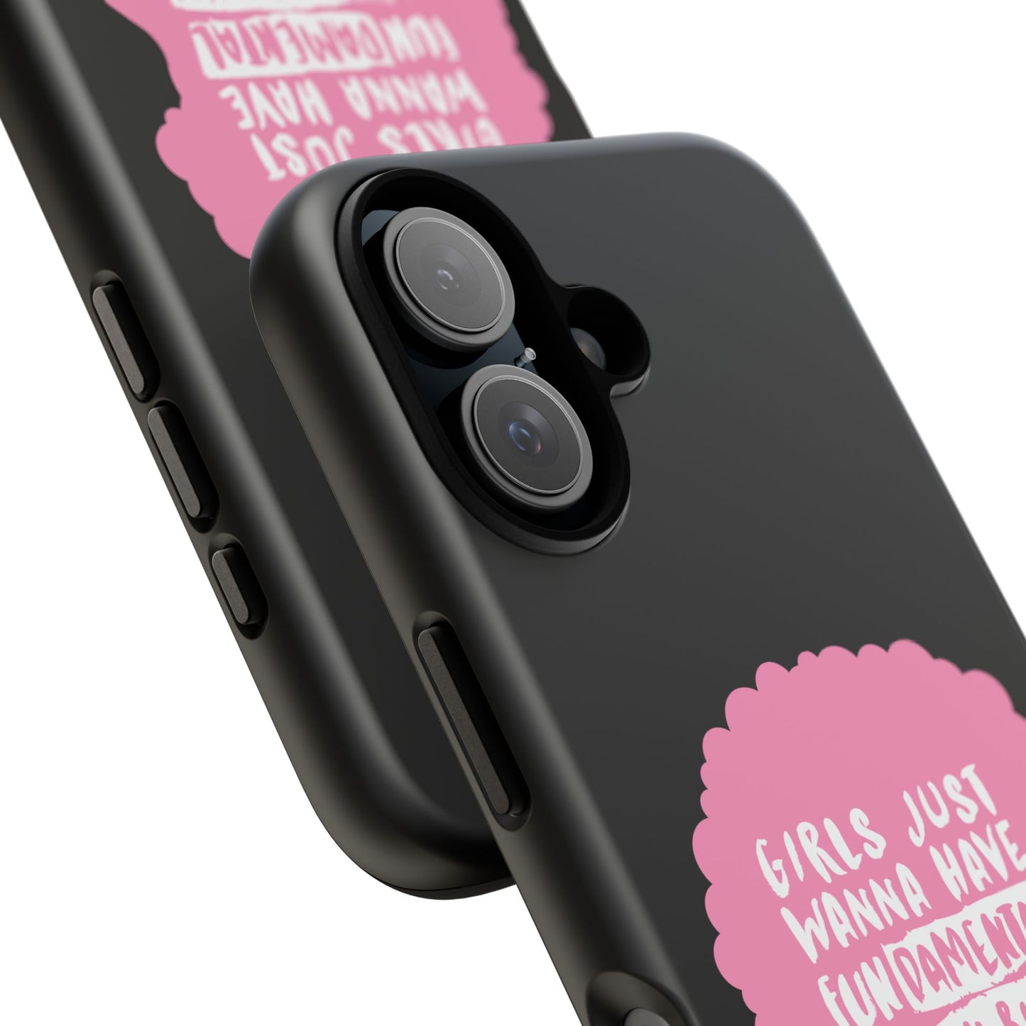 Phone Case — “Girls Just Wanna Have Fundamental Human Rights” Pink Silhouette Feminist Protective Cover