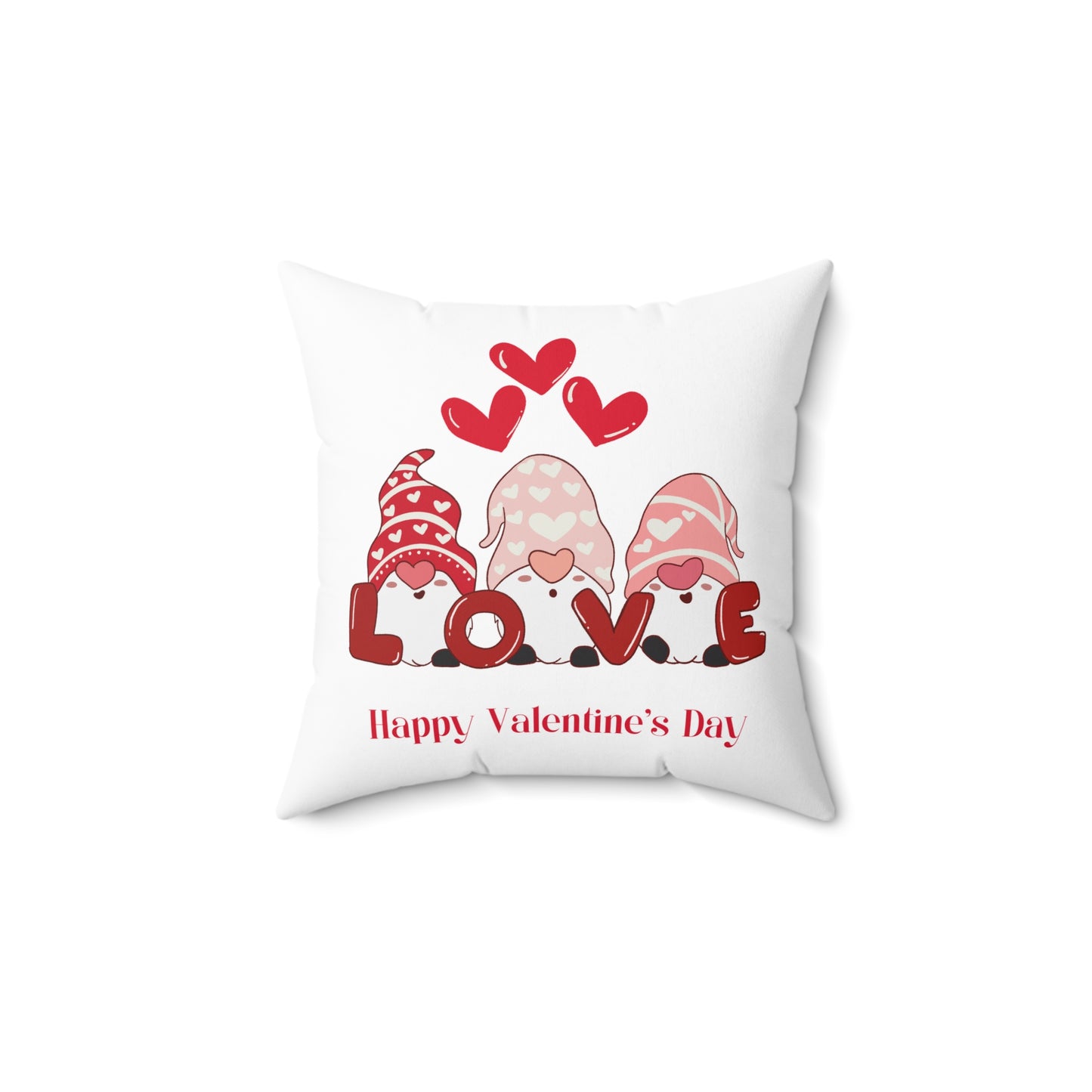 Valentine's Gnome Love Pillow — 'Happy Valentine's Day' Decorative Throw Pillow