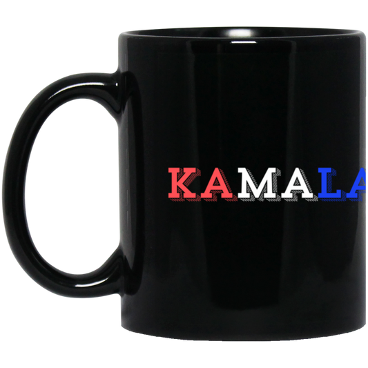 Kamala red white and blue - trans Kamala Red/White/Blue 11oz Black Mug