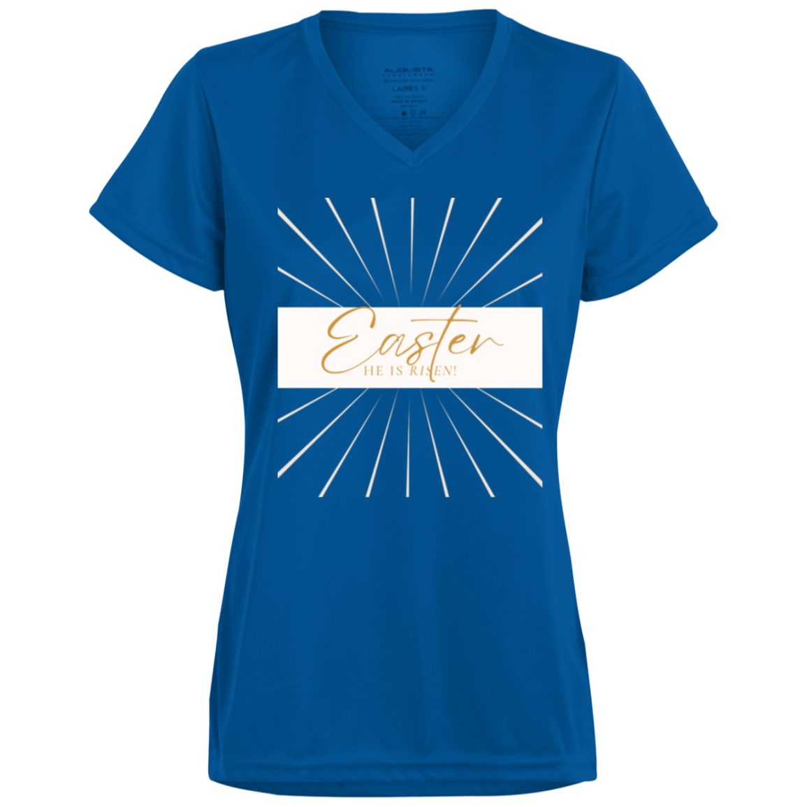 Easter He is Risen Ladies’ Moisture-Wicking V-Neck Tee