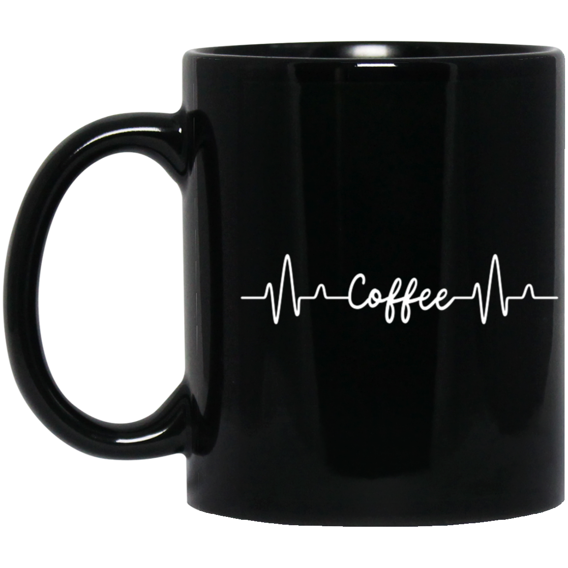 Coffee Heartbeat 11oz Black Mug