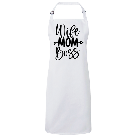 Wife, Mom, Boss Bib Apron