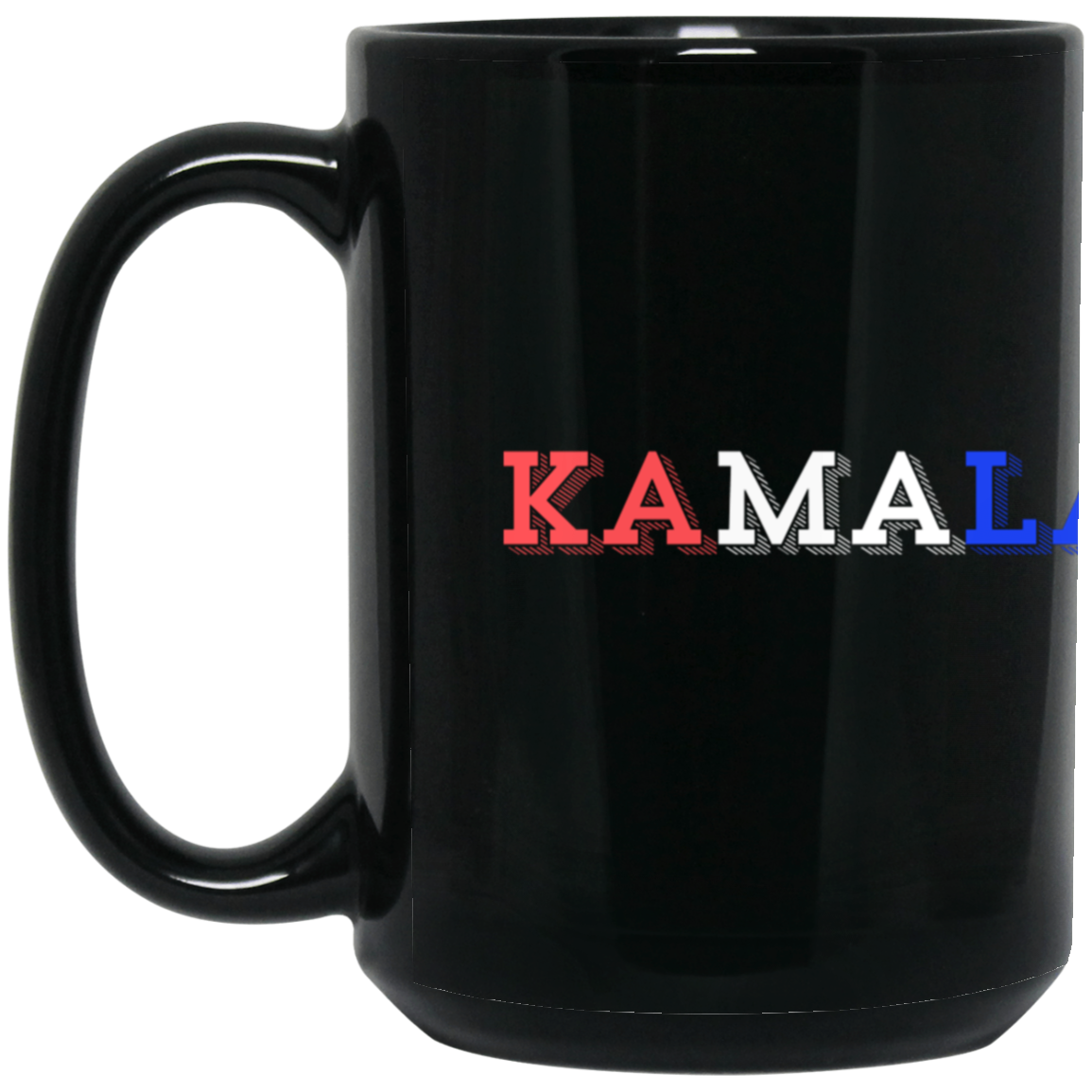 Kamala red white and blue - trans Kamala Red/White/Blue 15oz Black Mug