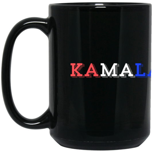 Kamala red white and blue - trans Kamala Red/White/Blue 15oz Black Mug