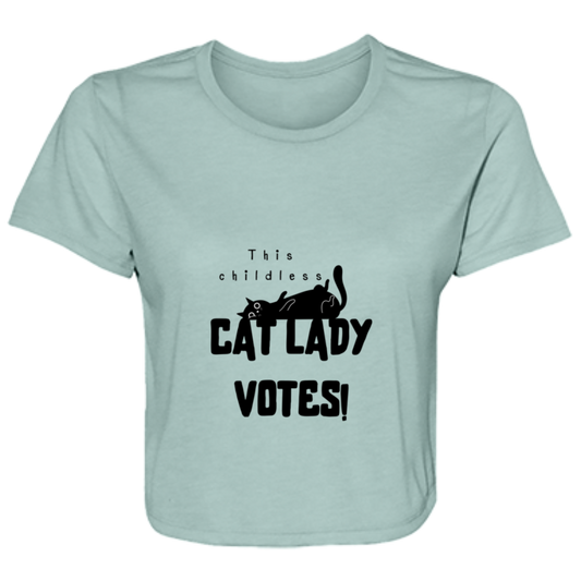 cat lady - transparent Cat Lady -  Ladies' Flowy Cropped Tee